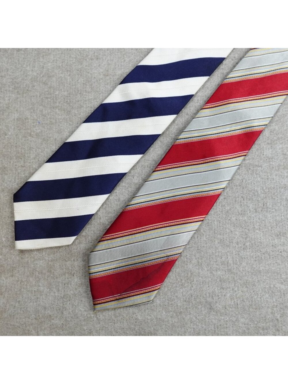 Ermenegildo Zegna Tie Blue Red Striped Lot of 2 100% Silk Made in Italy